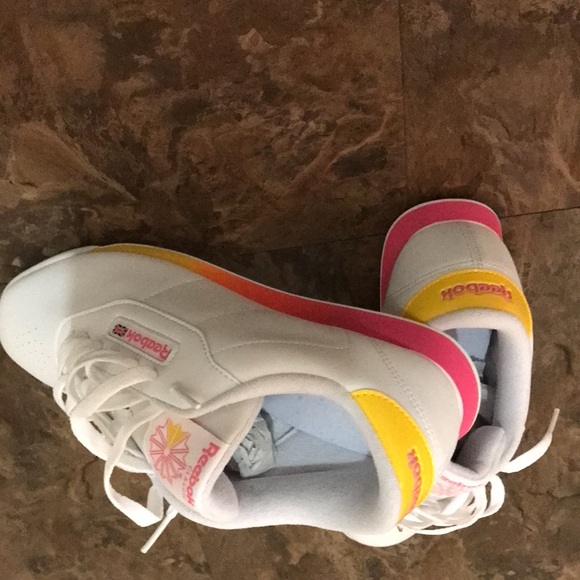 Reebok Women’s Princess Sneaker White/Pink/Yellow - Picture 2 of 13